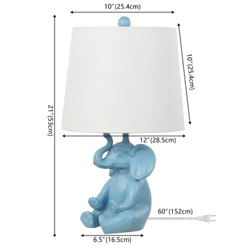 Kairi 21" Modern Shabby Chic Resin/Iron Happy Elephant LED Kids' Table Lamp with Phone Stand - JONATHAN Y